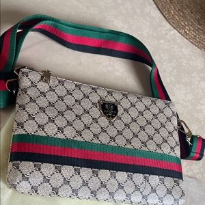 Elegant Beige and Multicolor Crossbody Bag